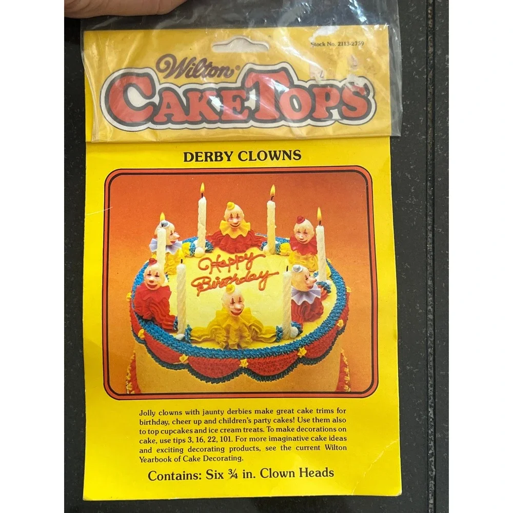 Vintage Wilton Derby Clown Cake Toppers‎ / Cupcake Picks Party Decorations
